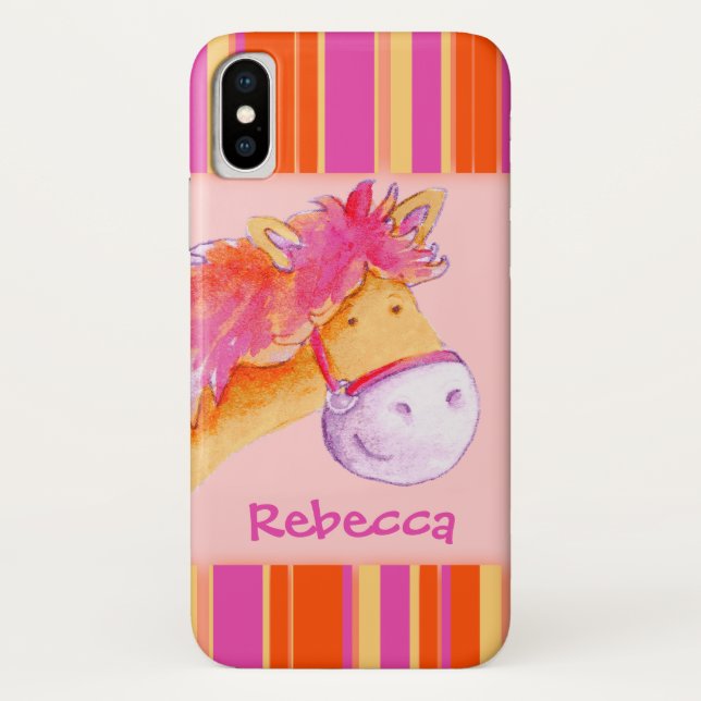Kids girls named pony pink iphone case (Back)
