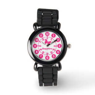 Kids girls pink & white add your name wrist watch