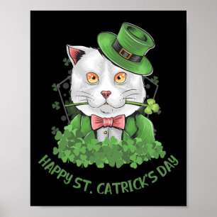 Kids Girls St Patricks Day Cat Happy St Catricks D Poster