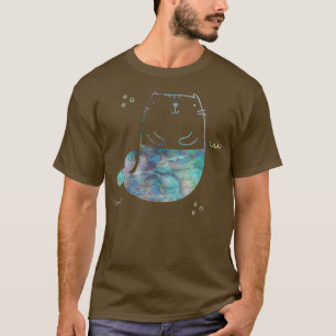 Kids Girls Tee MerKitty Mermaid Cat Turquoise Blue