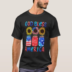 Kids God Bless America Kids Patriotic American Fla T-Shirt