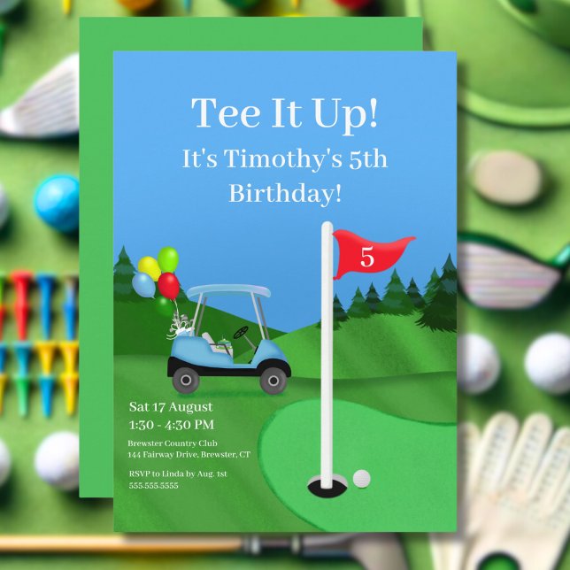 Kids Golf Cart On Course Birthday  Invitation (Creator Uploaded)