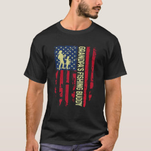 Kids Grandpa's Fishing Buddy Dad Son Team Young Fi T-Shirt