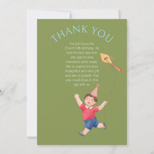 Kids Green Birthday Boy Thankyou Picnic Card