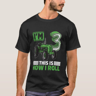 Kids Green Farm Tractor 3rd Birthday Party 3 Year T-Shirt