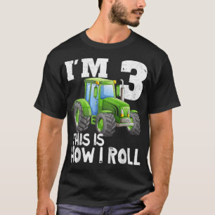 Kids Green Farm Tractor 3rd Birthday Party Gifts 3 T-Shirt