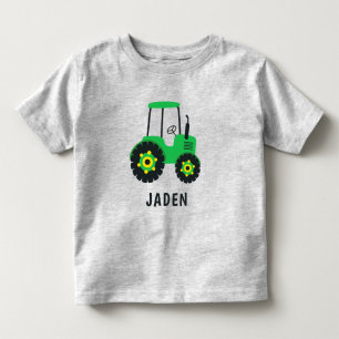 Kids Green Tractor Personalized Farm Vehicle Toddler T-shirt