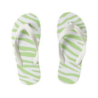 Kids Green Zebra Print Flip Flop