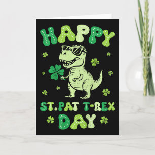 Kids Groovy Happy St Pat T Rex Day Dino Patricks D Card