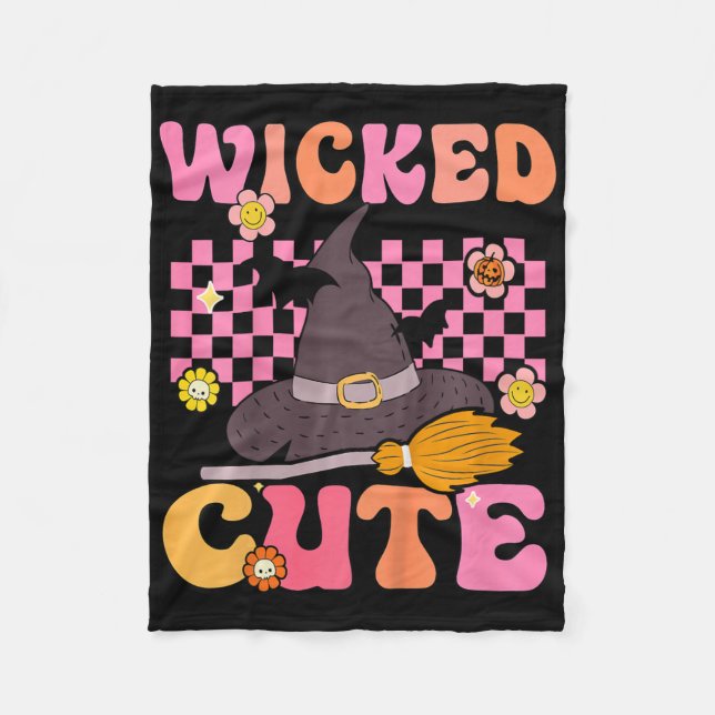 Kids Groovy Wicked Cute Witch Halloween Costume Ki Fleece Blanket (Front)