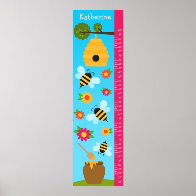 Kids Growth Chart - Bees and Flowers (Front)