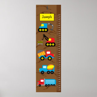 Kids Growth Construction Trucks Poster