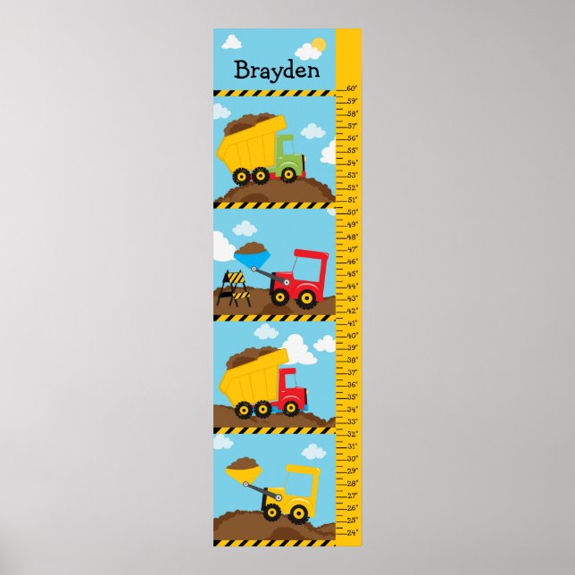Kids Growth Construction Trucks Poster (Front)