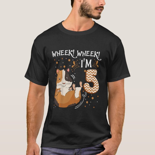 Kids Guinea Pig 5 Year old Cavy 5th Birthday Toddl T-Shirt (Front)