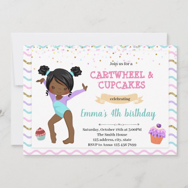 Kids gymnastic dance party invitation (Front)