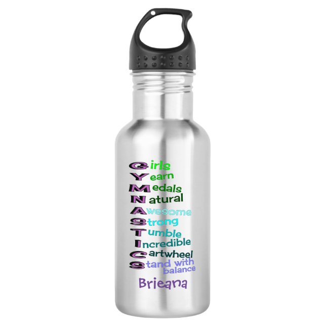 Kids Gymnastics Personalized 532 Ml Water Bottle (Front)