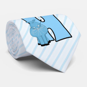 Kids "H" Monogram   Blue Striped Hippo Tie