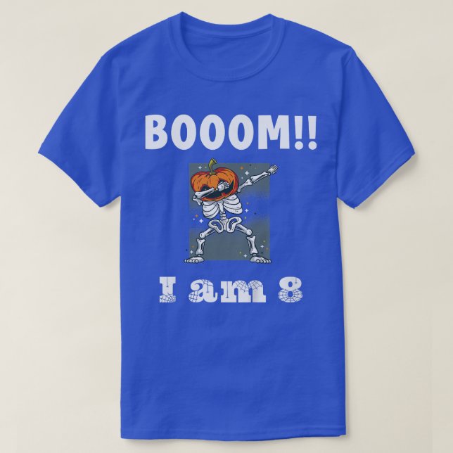 Kids Halloween 8th Birthday 8 Year Old Dabbing Ske T-Shirt (Design Front)