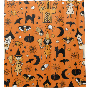 Kids Halloween background. Seamless vintage patter