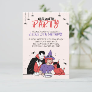 Kids Halloween Birthday Flat Card