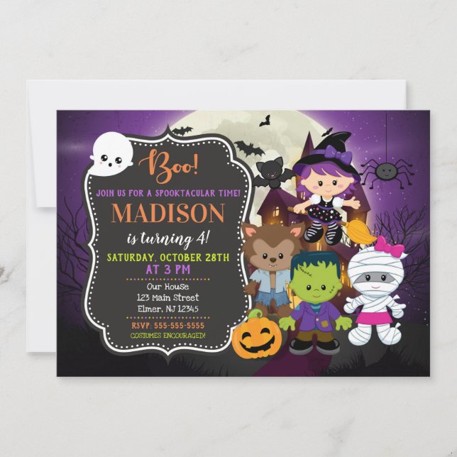 Kids Halloween Birthday Invitation (Front)