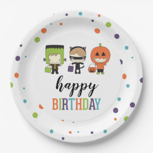 Kids Halloween Birthday Party Colourful Paper Plate