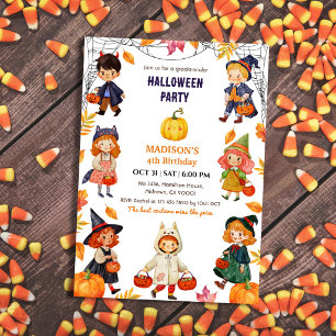 Kids Halloween Birthday Party Costume Pumpkin cute Invitation