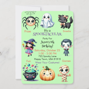 Kids Halloween Birthday Party Invitation