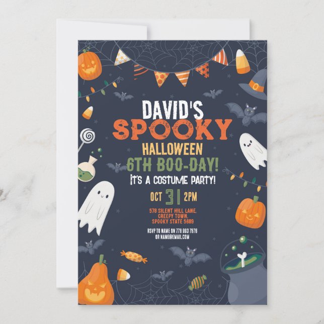 Kids Halloween Birthday Party Pumpkins Ghosts Invitation (Front)