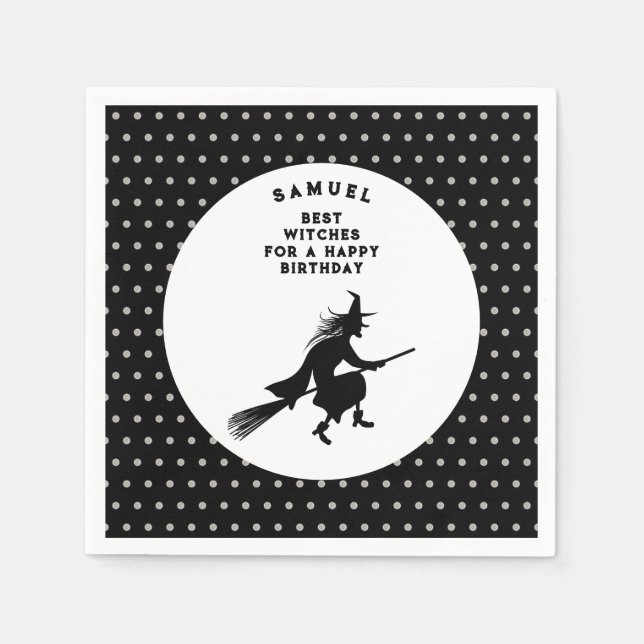 Kids' Halloween Birthday Witch Napkin (Front)