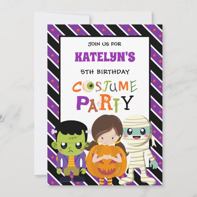 Kids Halloween Costume Party 9th Birthday Invitation (Front)