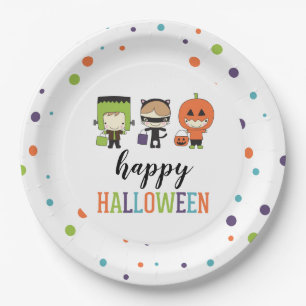Kids Halloween Costume Party Colourful Paper Plate