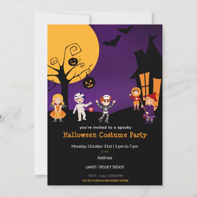 Kids Halloween Costume Party Invitation (Front)
