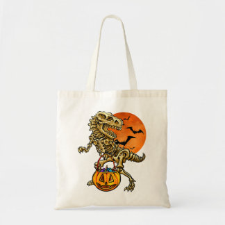 Kids Halloween Dinosaur Skeleton Trick or Treat Ca Tote Bag