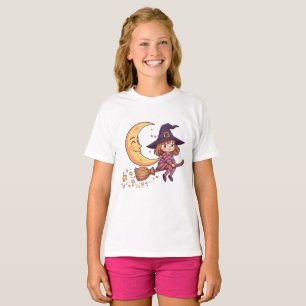 Kids Halloween Little Witch Moon T-Shirt