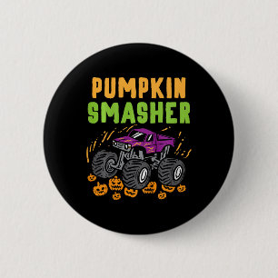 Kids Halloween Monster Truck Pumpkin Smasher Boys 2 Inch Round Button