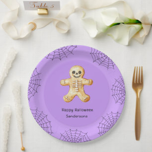 Kids Halloween Party Gingerbread Skeleton Paper Plate