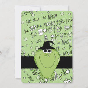 Kid's Halloween Party Invitation Green Monster