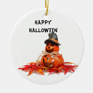 Kids Halloween Pumkins Ceramic Ornament