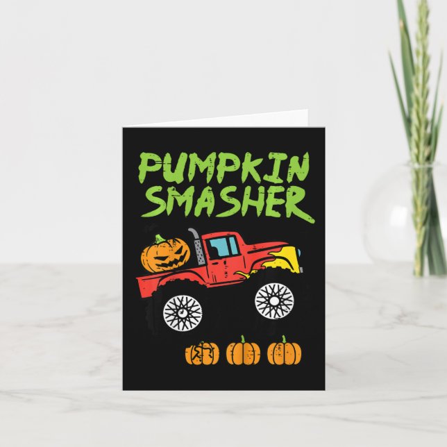 Kids Halloween Pumpkin Smasher Monster Truck Costu Card (Front)