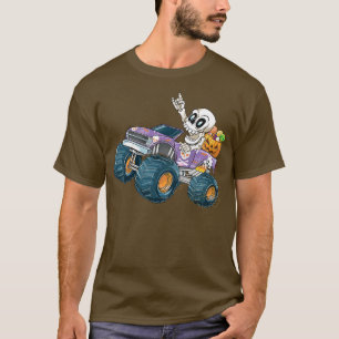 Kids Halloween Shirt Boys Toddler Skeleton Monster