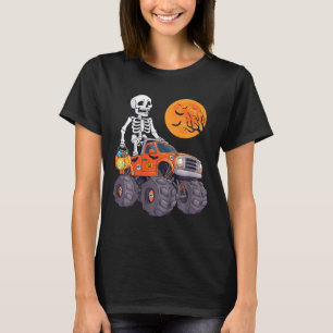 Kids Halloween Skeleton Riding Monster Truck Funny T-Shirt