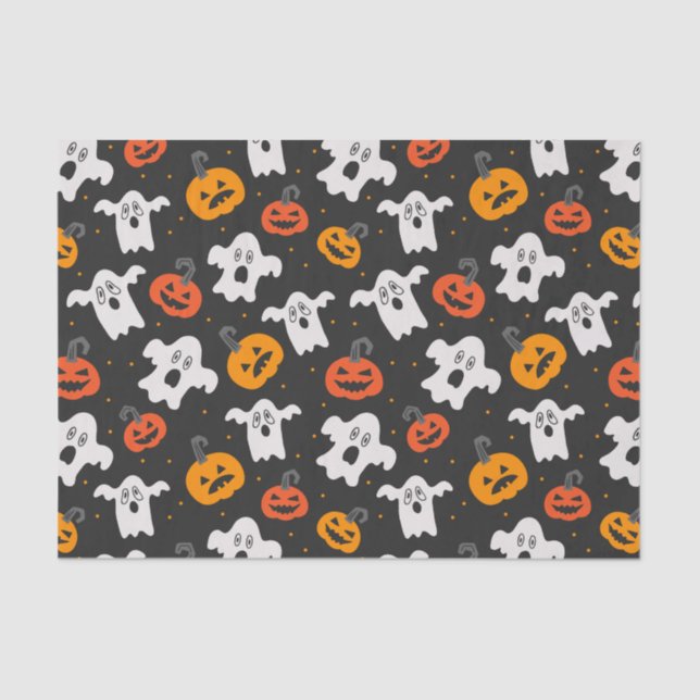 Kids Halloween Spooky Ghosts & Jack o Lanterns Tissue Paper (Front)