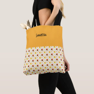 Kids Halloween Stars Candy Corn Name Tote Bag