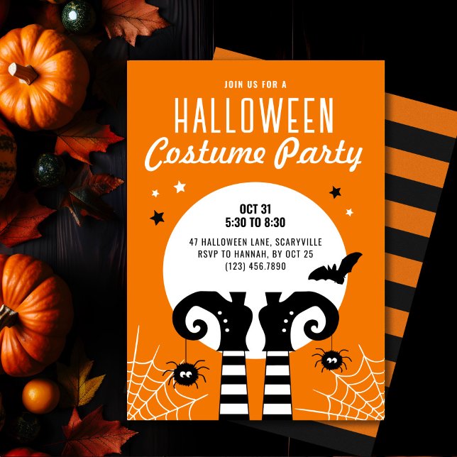 Kids Halloween Witch Feet Costume Party Invitation (Creator Uploaded)