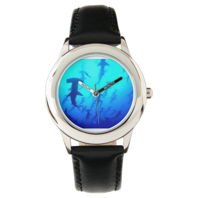 Kids Hammerhead Sharks Swimming Black Watch (Front)
