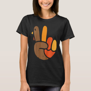 Kids Hand Peace Sign Thanksgiving Day Cool Symbol  T-Shirt