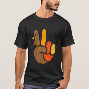 Kids Hand Peace Sign Thanksgiving Day Cool Symbol  T-Shirt