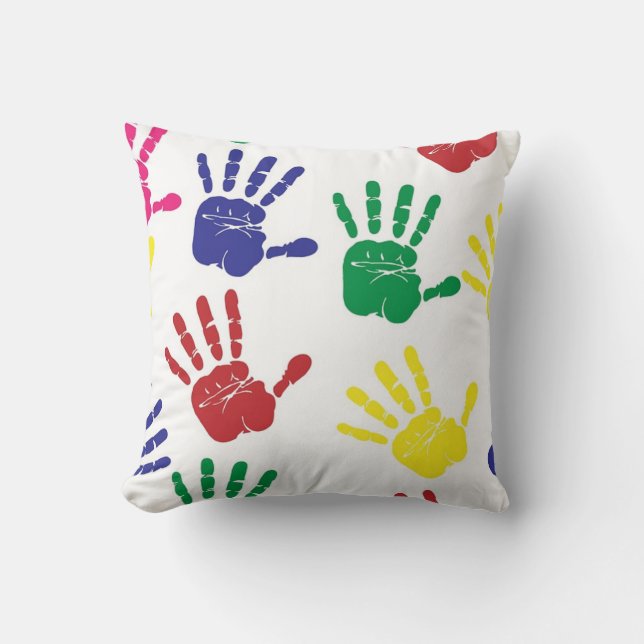 Kids Handprint Pattern Decorative Throw Pillow (Front)