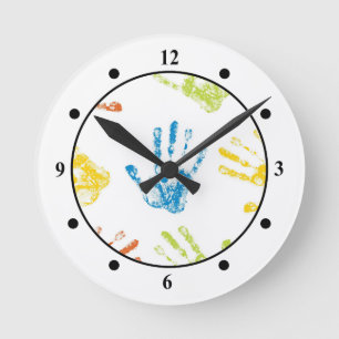 Kids Handprints Round Clock